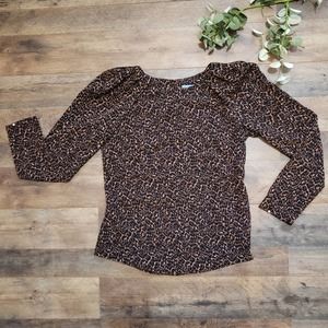Antonio Melani Animal Print Puff Sleeve Blouse S